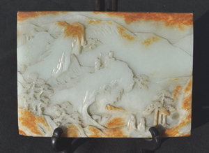 One side of the Chinese carved jade panel, which sold for $392,000. Woodbury Auction image.
